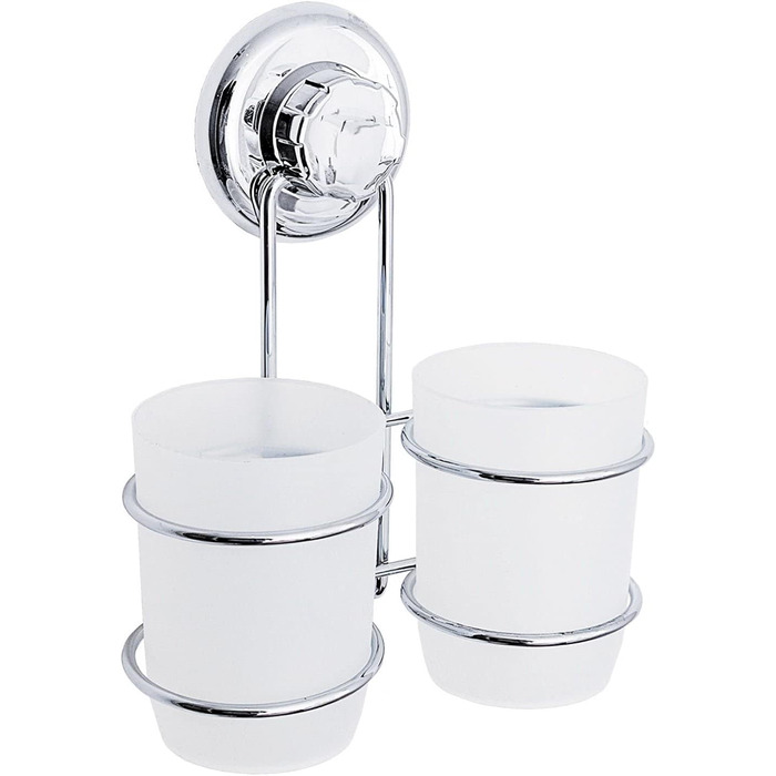 Tatkraft ODR | Toothbrush Holder Wall Mounted, 2 Cups Suction Cup | Easy Tool-Free Installation | Rustproof for the Bathroom | Ideal For: Toothpaste