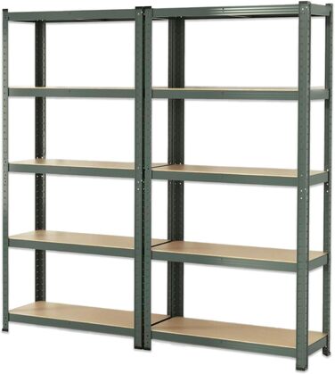 OfficeMarshal Heavy-Duty Shelving Unit - Lakota (200 x 100 x 50 cm, Grey)