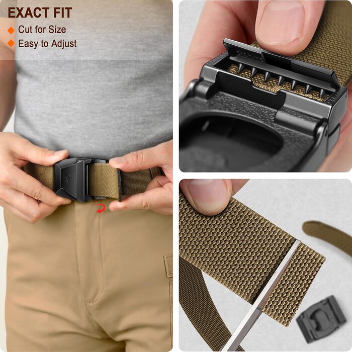Тактичний пояс BULLIANT для чоловіків, робочий пояс, військовий, для піших прогулянок, 3.8 см, швидкознімна металева пряжка, регульований розмір 115 см (також доступний 100 см)