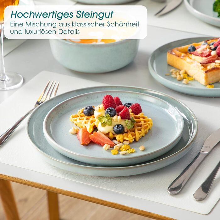 Набір посуду Steingut vancasso ANYA Mintgrün (18 предметів) - 6 осіб, сучасний сервіз з тарілок та мисок, сумісний з посудомийною машиною та мікрохвильовою піччю