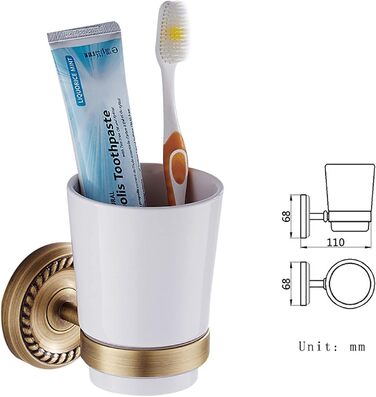 Toothbrush Holder, Wall-Mounted Single Toothbrush Holder, Electric Toothbrush Toothbrush Holder Brass, Bathroom Organizer for Hotel Family Antique Gold
