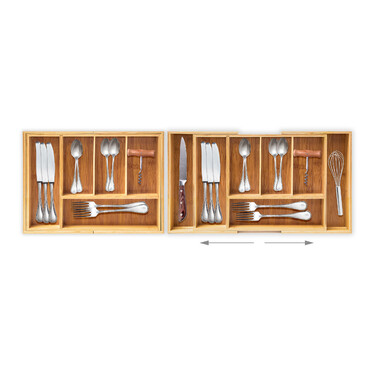 Relaxdays Bamboo Cutlery Box Adjustable XL