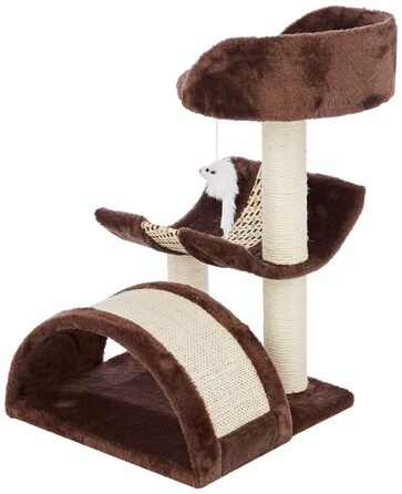 Kerbl Scratching Post Safari (Height 60 cm, with lying cushion, curved scratching board and lying basin, base plate 38 x 38 cm) 82529