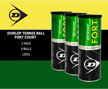 Dunlop Fort All Court Tennis Balls - Tripack (9 Balls / 3 Sets)