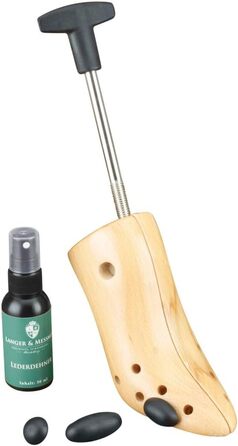 Langer & Messmer shoe stretchers for women against tight shoes, boots, or high heels - made of solid beechwood and metal mechanics - stretches in width or length & incl. leather stretching spray (EU 37/39.5, UK 4.5/6, High Heels)