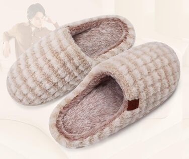 Чоловічі халати-тапочки COFACE з піною для відпочинку, теплі, з вовняної тканини, пухнасті, з антиковзною гумовою підошвою, розмір 40-49 (41 EU, бежевий, пухнастий)