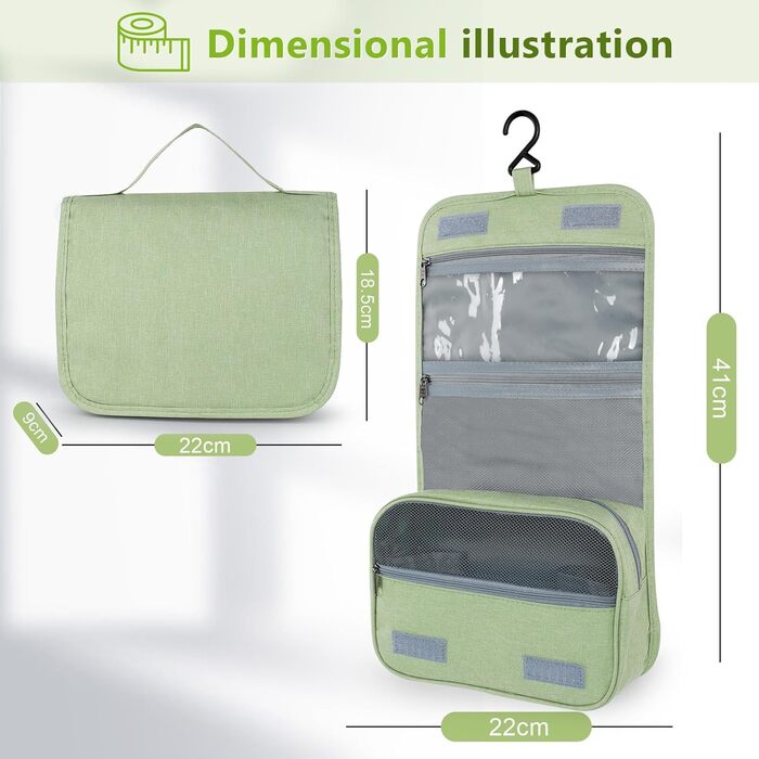 AiQInu Кульотутрюм для підвішування, унісекс, косметичка-органайзер для подорожей з гачком, бірюзовий (зелений)