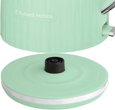 Russell Hobbs Kettle [1.7L 2400W] Eden White, Stainless Steel Accents (removable scale filter, lid opening with a push of a button, water level indicator, illuminated switch, BPA free) Teakettle 27360-70 (Pistachio)