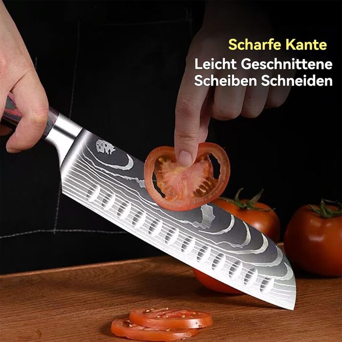 Набір кухонних ножів Camkum 3 шт: кухонний, Nakiri, ніж для фруктів. З нержавіючої сталі EN1.4116, подарункова упаковка