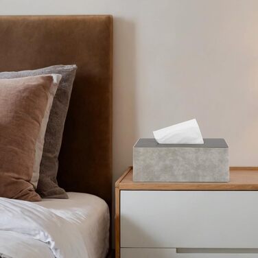 Скляниця для серветок з дерева та металу, 24x12x9 см, сіра, для дому, ванної кімнати, офісу