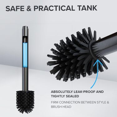 Торцева щітка для унітазу Arosund | Силіконова щітка для унітазу | З вентиляцією | Свободно стояча | Головка щітки з нержавіючої сталі | З резервуаром для мийного засобу | Знімний піддон для крапель | Щітка для унітазу (Gunmetal)