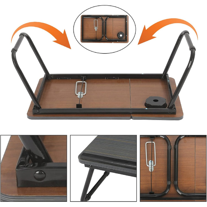 Складаний столик для ноутбука 55x32x25 см: підставка для планшета, ліжка, ноутбука з підстаканником (білий, чорний)