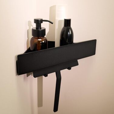 Designfabrik Hamburg: Shower Shelf without Drilling | Corner Shelf Bathroom | Shower Shelf without Drilling | Adhesive Shelf Bathroom | Self-Adhesive Shower Basket | Bathroom Accessories | Shower Shelf Corner Black