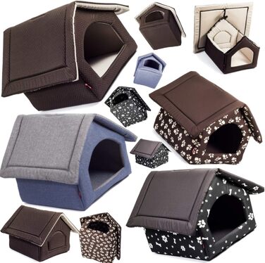 Чорний лежак для собак та котів XL (44x55x43 см) з принтом лапок | Лежанка для великих та середніх собак | Будка для котів та собак