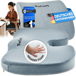 WeeComfy® Комплект подушок для сидіння та спини - ортопедичний набір - сприяє правильній поставі та кровообігу при тривалому сидінні - до 100 кг (Сірий)