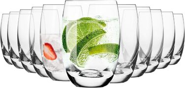 Krosno Water Glasses, Juice Glasses, Drinking Glasses | Set of 12 | 360 ML | Elite Collection | Perfect for home, restaurants, and parties | Dishwasher safe