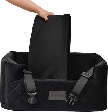 Автокрісло для собак та котів | Чорний велюр, розмір L (57x50 см) | Зручне автоліжко для тварин