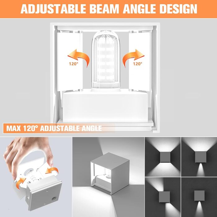Настінне освітлення YrgePowk 2 шт. з LED лампою G9, зовнішнє та внутрішнє, IP65, регульований кут освітлення, чорний, 4 шт. (білий 6000K)