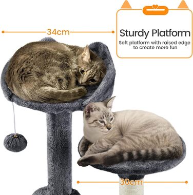 Кігтеточка Yaheetech XXL для котів, 175 см, для 3-4 котів, з платформами, гамаком, м'ячиком, сізаль, темно-сіра