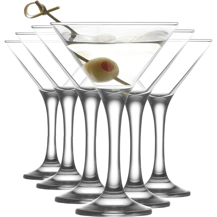 Набір келихів для Мартіні 6 шт. 175 мл, без свинцю, придатні для миття в посудомийній машині. Келихи для Cosmopolitan, Мартіні, коктейлі, вечірки. Класичний набір 6 шт.