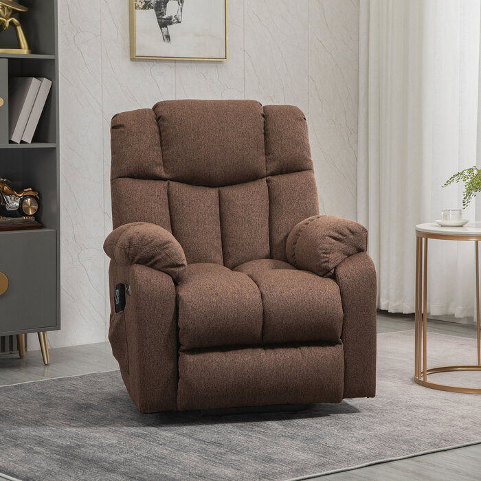 HOMCOM Electric TV Recliner with Lift Assist, Recliner with Remote Control, Power Cord, 58W, Brown, Steel, Polyester, 92 x 95 x 107 cm | Aosom