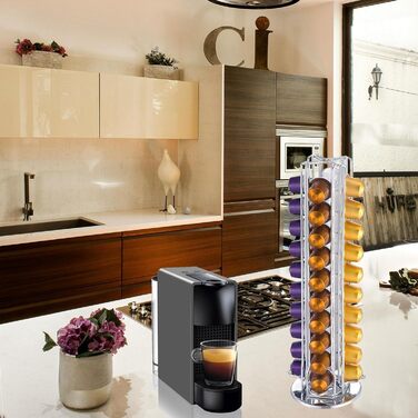Обертовий тримач для 40 капсул Nespresso MaxMiuly, срібно-хромовий, для оригінальних капсул