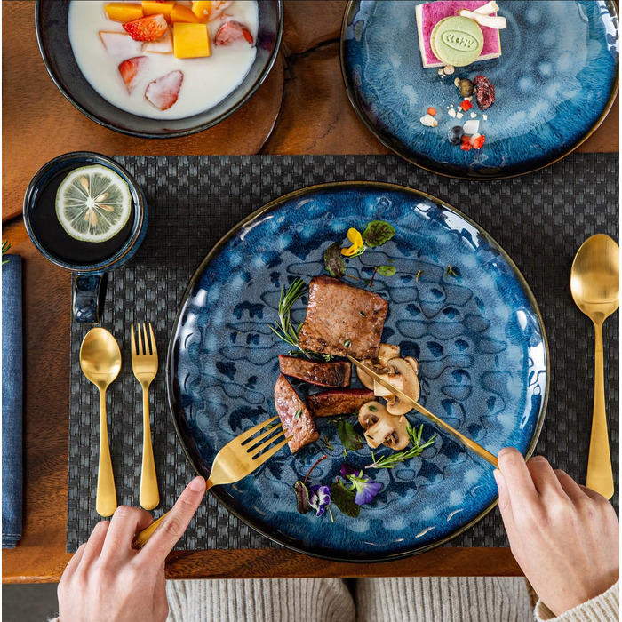 Обідній сервіз темно-синій: комплект посуду (тарілки, миски, чашки), 32 предмети