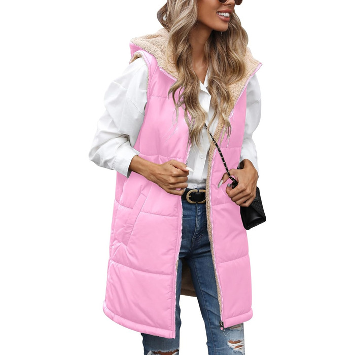 Жіноча тепла в'язана куртка з капюшоном Tuopuda, флісова підкладка, зимова куртка, повсякденний стиль, тепла, з капюшоном, на блискавці, осінь-зима (Рожева, M)