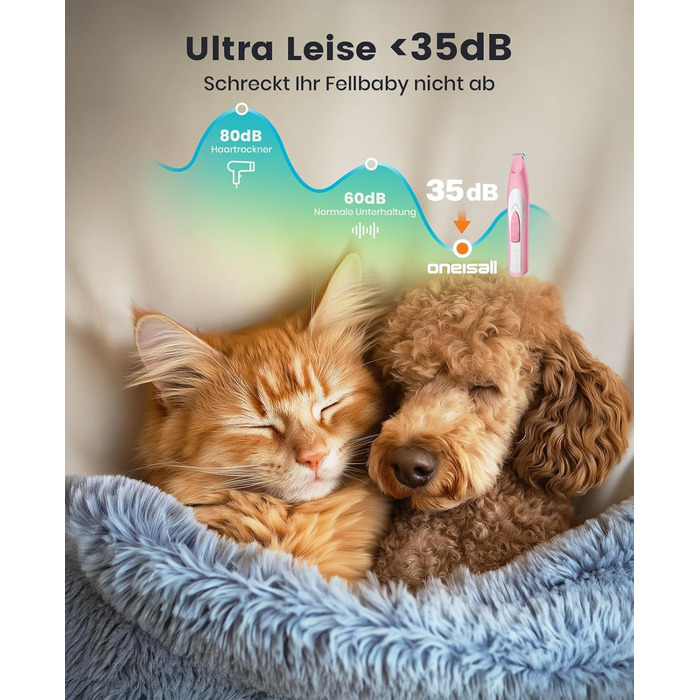 Триммер для собак Oneisall Paw Trim Pro з LED-підсвічуванням, рожевий: безпечна стрижка лап, очей, вух та обличчя