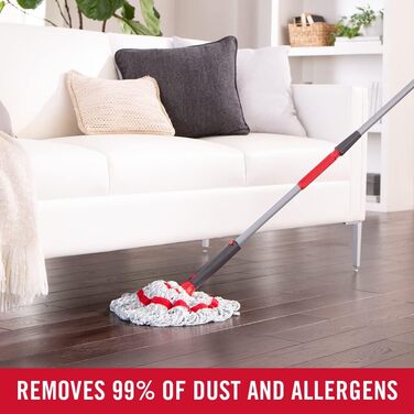 Rubbermaid Microfiber Twist Mop and 2 Refill Sets, Red, Integrated Wringer, Machine Washable and Reusable, Lightweight, Cleans Hard-to-Reach Areas, for