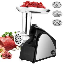 М'ясорубка електрична COOCHEER 5-в-1 з нержавіючої сталі, 400 Вт: подрібнювач м'яса, ковбасоробка, насадки для печива
