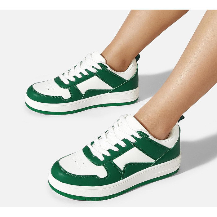 Жіночі кросівки LUCKY STEP з блискучими стразами, шкіряні низькі кросівки на шнурівці, зручні та стильні кросівки для ходьби (40 EU, Зелений Білий)