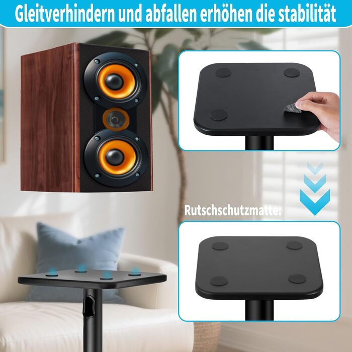 Підставка для акустики, регульована висота, 1 пара, для сателітної та поличкової акустики, до 5 кг, з кабелепроводом (SB-202-висота не регулюється)