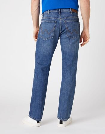 Джинси чоловічі Wrangler Straight Regular Fit, середньої посадки, синьо-чорні, розмір W30-W44 / 32W-36L, Mid Stone