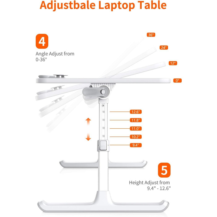 Приставний столик SAIJI для ноутбука з регулюванням висоти, 5 рівнів, складаний, для дивану/підлоги, 52*30 см, теак, 60*33 см
