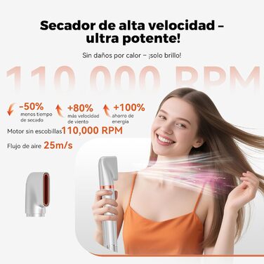 Air Styler Hair Stylers Airbrush 5-в-1: Мультистайлер, фен-щітка для об'єму, локонів, випрямлення та сушіння волосся (800 Вт, помаранчевий)
