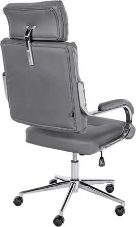 Офісне крісло CLP Campo з штучної шкіри: регульована висота та поворотний механізм, до 135 кг, з підлокітниками, сірий колір