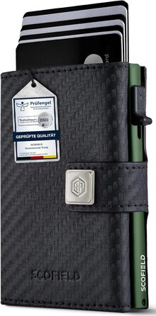 Чоловічий гаманець SF SCOFIELD з відділом для монет | Тонкий гаманець на 9-11 карт | RFID захист | Гаманець з монетницею | Чоловічий гаманець | Розумний гаманець | Чоловіче картхолдер | Slim гаманець | Картхолдер з монетницею Mini (Carbon - Night Green)