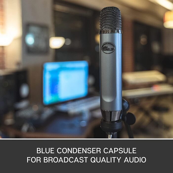 Конденсаторний мікрофон Blue Ember XLR для запису та стрімінгу, сірий + адаптер для стійки