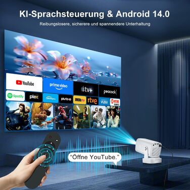 Проектор Salange P92Max ST: 4K, Android 13, WiFi, Bluetooth 5.2, Автофокус, Вбудовані YouTube/PrimeVideo/D+, 12000 лм, 5W динамік