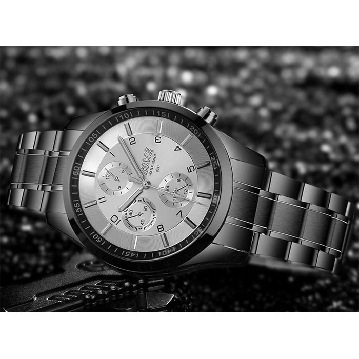 Годинник на зап'ястя BOSCK для чоловіків (без хронографа), 40 мм, автоматичний календар та день тижня, корпус із нержавіючої сталі, білий бізнес-годинник, водонепроникність 30 м, спортивні годинники для чоловіків