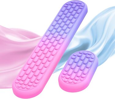 Клавіатура MoKo з підставкою для зап'ястя: ергономічна, з Memory Foam, для роботи, ігор та ноутбуків, рожево-фіолетовий градієнт