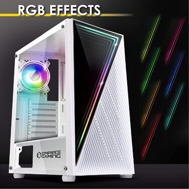 Корпус для ПК Empire Gaming Gamer Crystal ARGB – Білий, середній Tower ATX/Micro ATX/ITX з 3D-дзеркальним ефектом та RGB підсвічуванням
