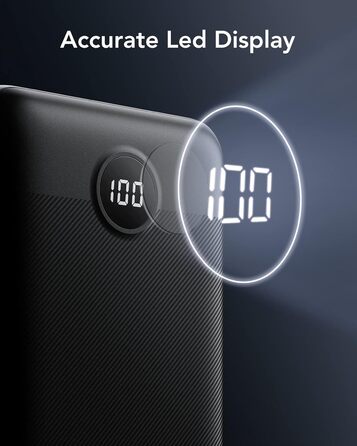 Power Bank VEGER 30000mAh 20W PD: Швидка зарядка, LED дисплей, 4 виходи, 2 входи, USB-C, сумісний з iPhone, iPad, планшетами