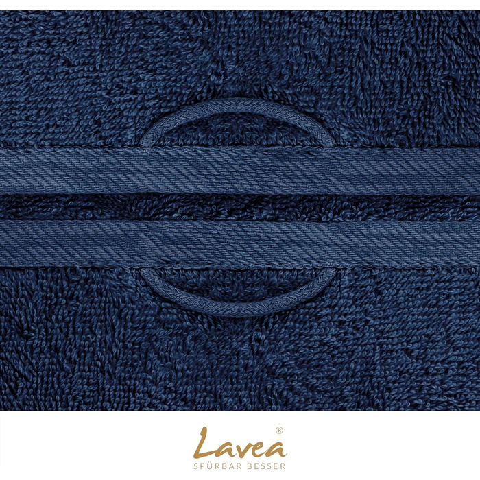Набір банних рушників Lavea Elena (4 шт.), 100% бавовна, м'яка махрова тканина, темно-синій колір, 70x140 см