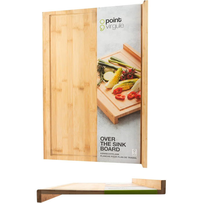 Bamboo Wood Cutting Board Work Surface, Kitchen Accessories for Cutting Bread, Meat, Fruits, and Vegetables, Brown and White, XL Large, 60x40x7 cm