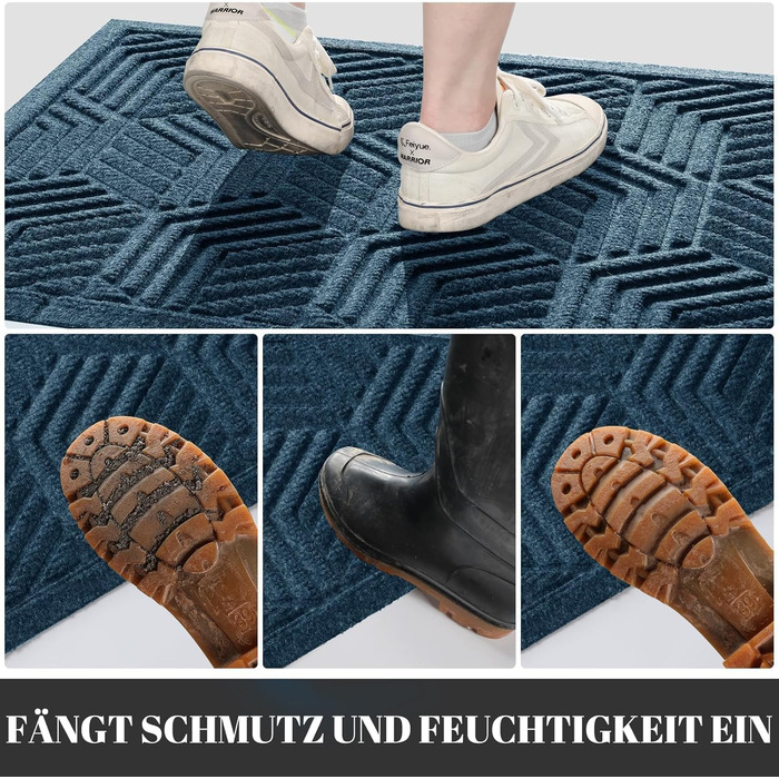 Килимок Yimobra для дому та вулиці: грязезахисний, неслизький, миючий, стійкий до погодних умов (75 x 43 см, блакитний)