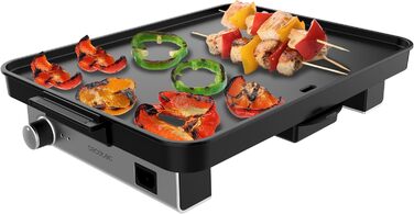 Cecotec Electric Grill Plate with Detachable Magnetic Parts - 1800W, 2600W, Aluminum with Teflon Coating, Non-Stick, Dishwasher Safe, Adjustable Thermostat, Large Cooking Surface