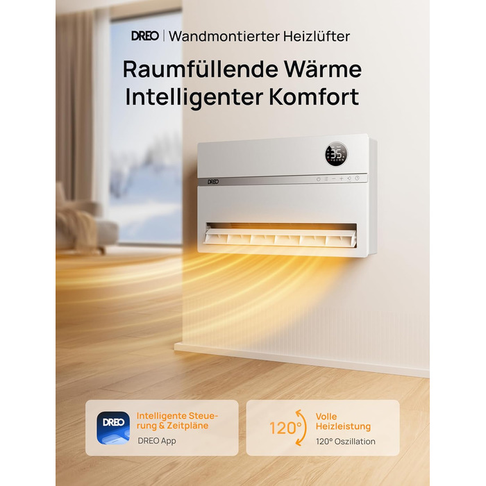 Електричний конвекторний обігрівач Dreo Smart Heizung - 2000W з Wi-Fi, пультом та таймером, PTC кераміка, енергозбереження