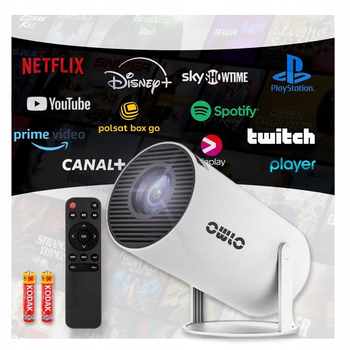 LED-проектор OWLOO з Android TV, білий